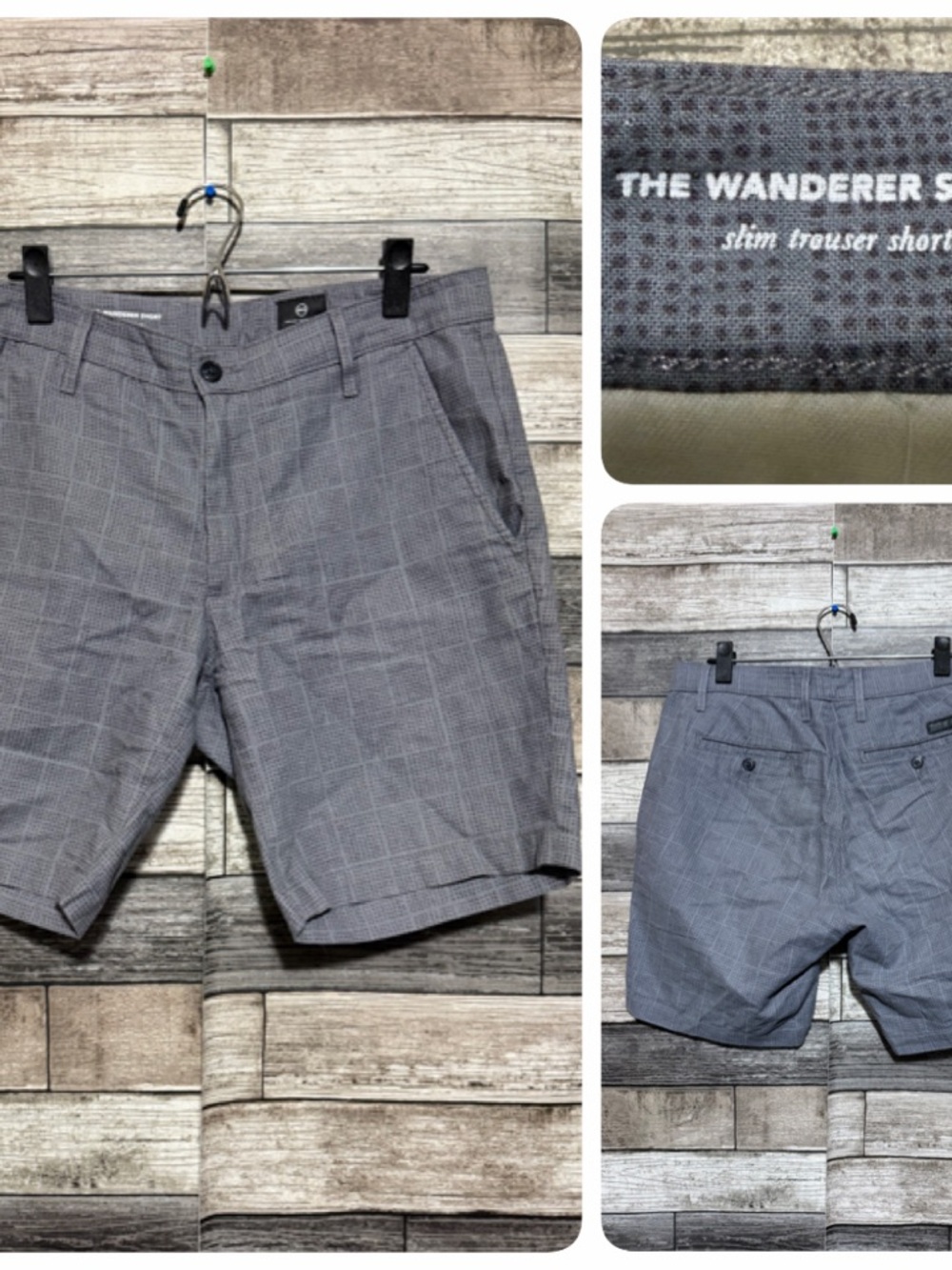 AG The Wanderer Slim Trouser Shorts Linen Blend Men 31R Gray Pattern Inseam 8.5